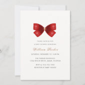 Rode Eenvoudige Waterverf Bow Baby shower Kaart (Voorkant)