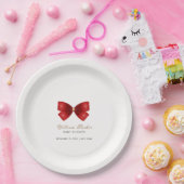 Rode Eenvoudige Waterverf Bow Baby shower Papieren Bordje (Feest)