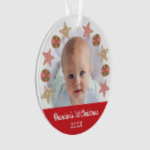 Rode Eerste Kerstmis Baby Foto Gingerbread Boy Ornament (voorkant)