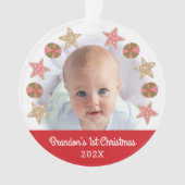 Rode Eerste Kerstmis Baby Foto Gingerbread Boy Ornament (voorkant)