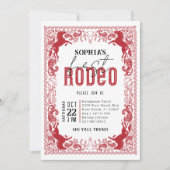Rode eerste Rodeo verjaardagsuitnodiging - Western Kaart (Voorkant)