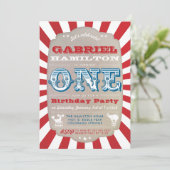 Rode eerste verjaardag  Circus Carnaval Kaart (Staand voorkant)