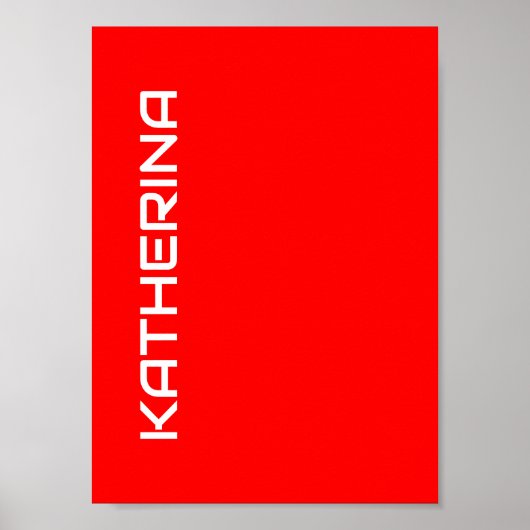 Rode effen kleur | Klassieke witte naam Poster (Voorkant)