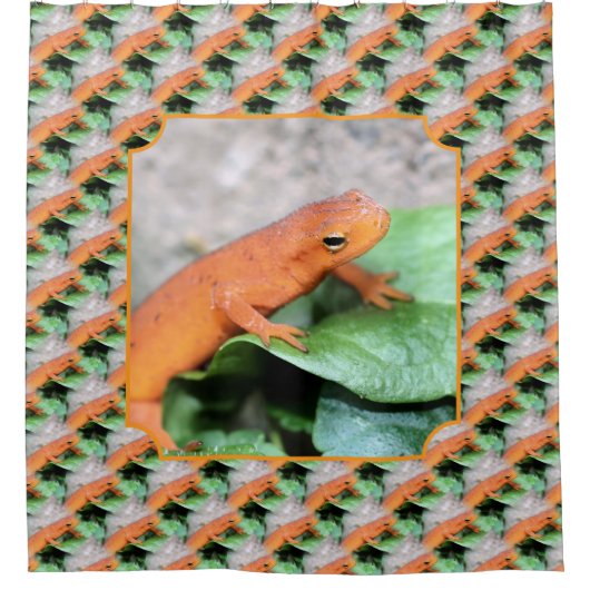 Rode Eft Salamander Dier Natuur Patroon Douchegordijn (Voorkant)