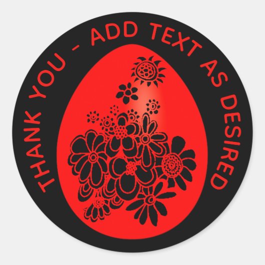 Rode EGG Gember Feest Sticker Rood Zwart Op Maat G (Voorkant)