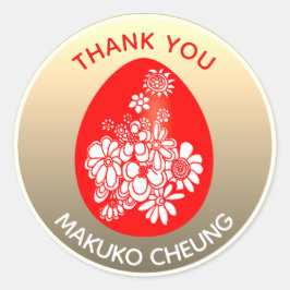 Rode ei gemberstickers Rood Goud Persoonlijk Ronde Sticker