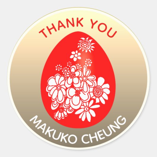 Rode ei gemberstickers Rood Goud Persoonlijk Ronde Sticker (Voorkant)