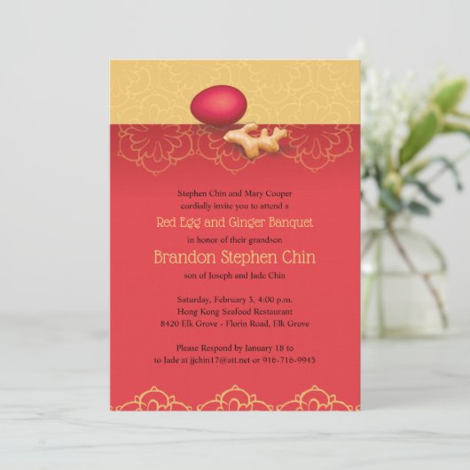 Rode eieren en Ginger-uitnodiging Kaart (Staand voorkant)