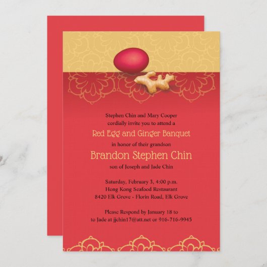 Rode eieren en Ginger-uitnodiging Kaart (Voorkant / Achterkant)