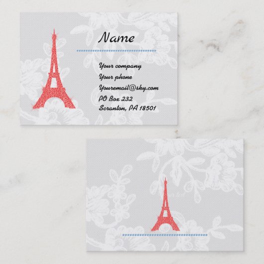 Rode Eiffeltoren op het Visitekaartje van kant (Voorkant / Achterkant)