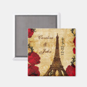 rode  eiffeltoren Parijs behalve de datum Magneet (Voorkant / Achterkant)