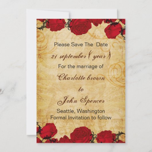 rode eiffeltoren Parijs behalve de datum Save The Date (Achterkant)