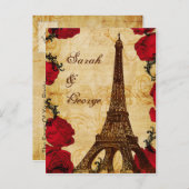 rode Eiffeltoren Parijse bruiloft RSVP Uitnodiging Briefkaart (Voorkant / Achterkant)
