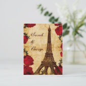 rode Eiffeltoren Parijse bruiloft RSVP Uitnodiging Briefkaart (Staand voorkant)