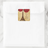 rode  eiffeltoren Paris enveloppen afdichtingen Vierkante Sticker (Tas)