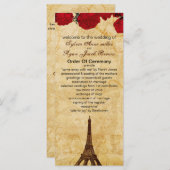 rode  Eiffeltoren Paris huwelijksprogramma Programmakaart (Voorkant / Achterkant)