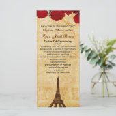 rode  Eiffeltoren Paris huwelijksprogramma Programmakaart (Staand voorkant)