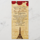 rode  Eiffeltoren Paris huwelijksprogramma Programmakaart (Voorkant)