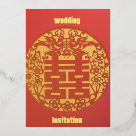 Rode ekster gelukkig woord papier snijden folie uitnodiging