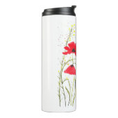 Rode elegant Eenvoudige waterverf springt bloemen  Thermosbeker (Gedraaid links)