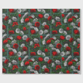 Rode Elegant Floral Rozen Cadeaupapier (Vlak)