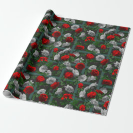 Rode Elegant Floral Rozen Cadeaupapier