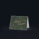 Rode elegant met kerstgoudschrift feestdagen kaart<br><div class="desc">Elegant  klasje faux gouden script,  eenvoudige tekst en handtekening gepersonaliseerd donkergroen niet-fotogevouwen vakantiekaart.</div>