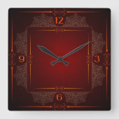 Rode elegant vierkante klok (Voorkant)