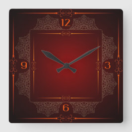 Rode elegant vierkante klok