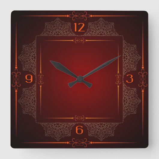 Rode elegant vierkante klok (Voorkant)