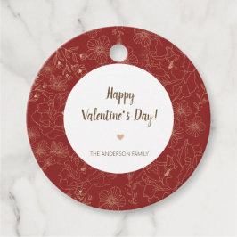 Rode Elegante Bloemen Gelukkige Valentijnsdag Cirk Bedankjes Labels