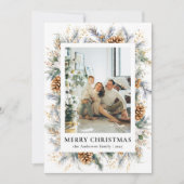 Rode Elegante Botanische Hedendaagse Kerst Feestdagenkaart (Voorkant)