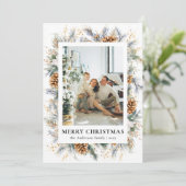 Rode Elegante Botanische Hedendaagse Kerst Feestdagenkaart (Staand voorkant)