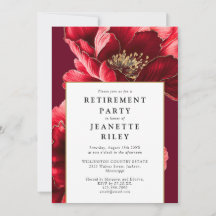 Rode Elegante Chic Bloemrijke Pensioenfeest