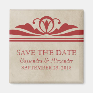 Rode Elegante Deco Save the Date magneet