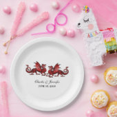 Rode elegante dragons Borden voor weddenschap Papieren Bordje (Feest)