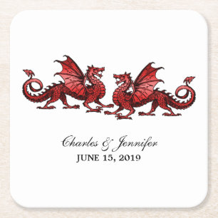 Rode elegante dragons Onderzetters voor weddenscha
