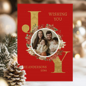 Rode elegante foto gevouwen kerst feestdagen kaart