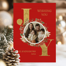 Rode elegante foto gevouwen kerst feestdagen kaart