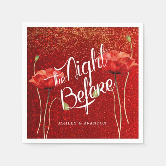 Rode Elegante Glitter De Nacht Voor Servetten (Voorkant)