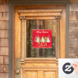 Rode Elegante Gouden Zilveren Rendieren Kerstbomen Raamsticker