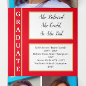 Rode Elegante Klasse 8 Foto Afstuderen Drieluik Aankondiging (Binnenkant midden)