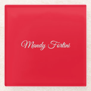 Rode Elegante Minimalistische Kalligrafie Glazen Onderzetter