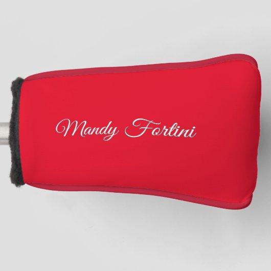 Rode Elegante Minimalistische Kalligrafie Golfheadcover (Voorkant)
