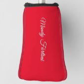 Rode Elegante Minimalistische Kalligrafie Golfheadcover (Draai 90)