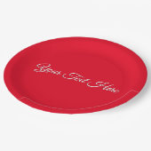 Rode Elegante Minimalistische Kalligrafie Papieren Bordje (Gekanteld)