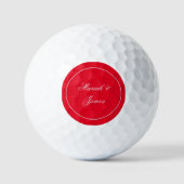 Rode Elegante Minimalistische Namen Kalligrafie Golfballen (Voorkant)