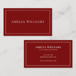 Rode Elegante Minimalistische Professionele Visitekaartje