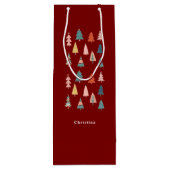 Rode elegante moderne set van groene kerstbomen wijn cadeautas (Achterkant)