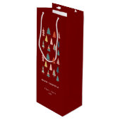 Rode elegante moderne set van groene kerstbomen wijn cadeautas (Voorkant Gekanteld)